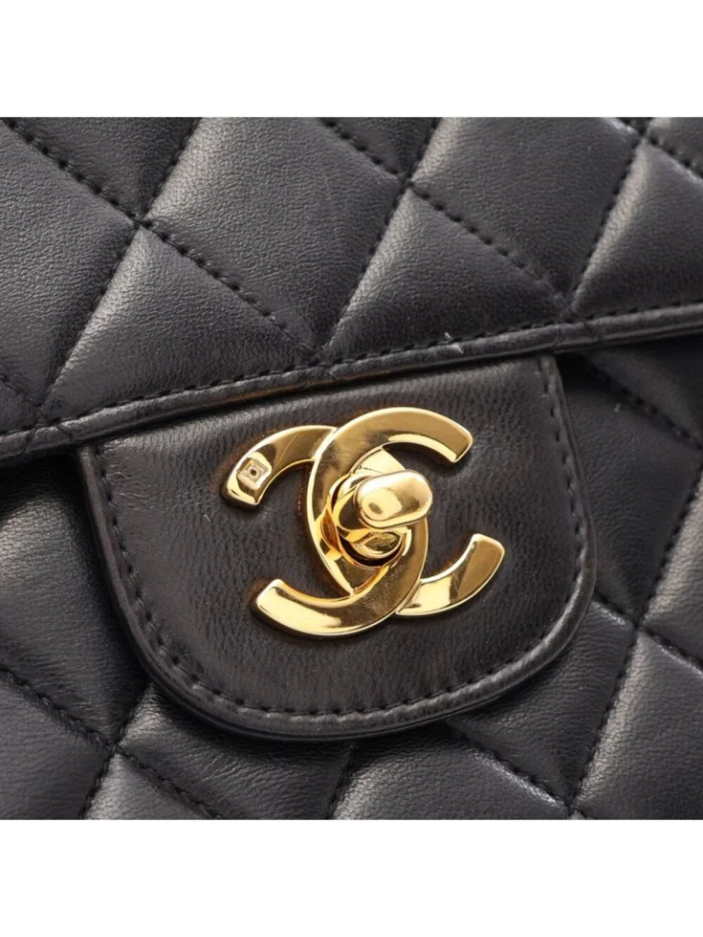 Chanel Handbag Quilted Parent Child Bag Black Lambskin